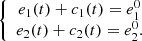 $$ \left\{\begin{array}{c}{e}_1(t)+{c}_1(t)={e}_1^0\\ {e}_2(t)+{c}_2(t)={e}_2^0.\end{array}\right. $$