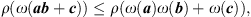 $$ \rho \left(\omega ({ab}+{c})\right)\le \rho \left(\omega ({a})\omega ({b})+\omega ({c})\right), $$