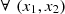 $ \forall \enspace ({x}_1,{x}_2)$