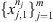 $ \{{x}_{j,1}^{{n}_j}{\}}_{j=1}^m$