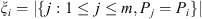 $ {\xi }_i=|\{j:1\le j\le m,{P}_j={P}_i\}|$