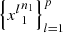 $ {\left\{{{x}^l}_1^{{n}_1}\right\}}_{l=1}^p$