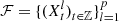 $ \mathcal{F}=\{({X}_t^l{)}_{t\in \mathbb{Z}}{\}}_{l=1}^p$