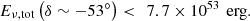 $$ {E}_{\nu,\mathrm{tot}}\left(\delta \sim -5{3}^{\circ }\right) < \enspace 7.7\times {10}^{53}\enspace \mathrm{erg}. $$