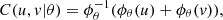 $$ C(u,v|\theta )={\phi }_{\theta }^{-1}({\phi }_{\theta }(u)+{\phi }_{\theta }(v)), $$