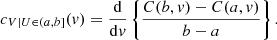 $$ {c}_{V|U\in (a,b]}(v)=\frac{\mathrm{d}}{\mathrm{d}v}\left\{\frac{C(b,v)-C(a,v)}{b-a}\right\}. $$