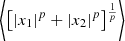 $ \left\langle {\left[{\left|{x}_1\right|}^p+{\left|{x}_2\right|}^p\right]}^{\frac{1}{p}}\right\rangle$