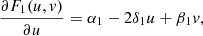 $$ \frac{\partial {F}_1(u,v)}{{\partial u}}={\alpha }_1-2{\delta }_1u+{\beta }_1v, $$