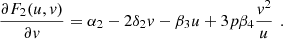 $$ \frac{\partial {F}_2(u,v)}{{\partial v}}={\alpha }_2-2{\delta }_2v-{\beta }_3u+3p{\beta }_4\frac{{v}^2}{u}\enspace. $$