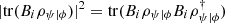$ |\mathrm{tr}({B}_i{\rho }_{\psi |\phi }){|}^2=\mathrm{tr}({B}_i{\rho }_{\psi |\phi }{B}_i{\rho }_{\psi |\phi }^{\dagger })$