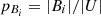 $ {p}_{{B}_i}=|{B}_i|/|U|$