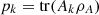 $ {p}_k=\mathrm{tr}({A}_k{\rho }_A)$