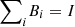$ {\sum }_i {B}_i=I$