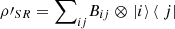 $ \rho \mathrm{\prime}_{{SR}}={\sum }_{{ij}} {B}_{{ij}}\otimes \left.|i\right\rangle\left\langle\right. j| $