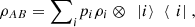 $ {\rho }_{{AB}}={\sum }_i {p}_i{\rho }_i\otimes \enspace\left. |i\right\rangle\enspace \left\langle \enspace i|\right., $